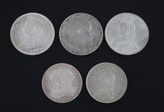 Victoria and Edward VII silver coinage, (5)